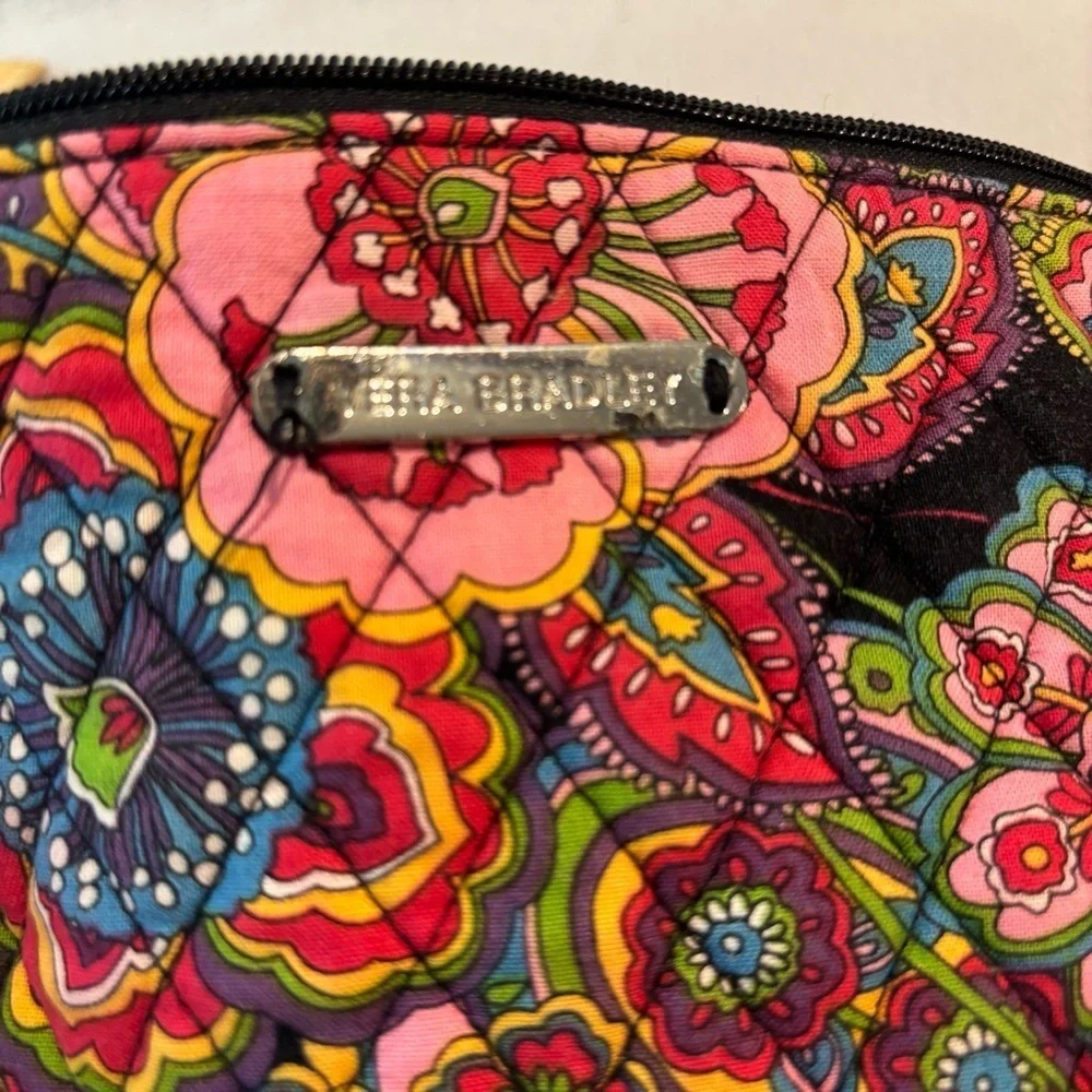 Vera Bradley Colorful Quilted Floral Cosmetic Make-up Accessory Bag Lined